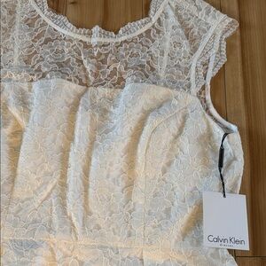 BNWT Calvin Klein White Lace Overlay Dress Size 12